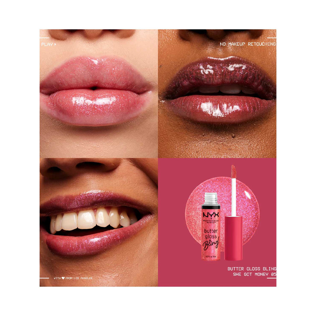 NYX Buttermelt Blush All the Butta 5g & Buttergloss Bling Lip Gloss She Got Money 8ml Duo