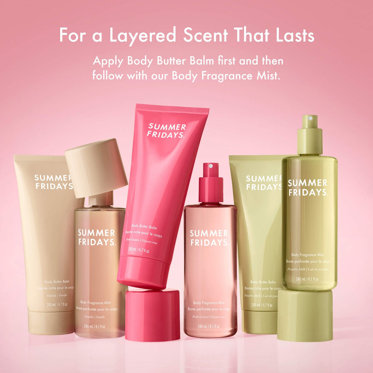 Summer Fridays Mini Pink Guava Hair + Body Fragrance Mist with Guava Nectar + Sweet Strawberry - 90 ml