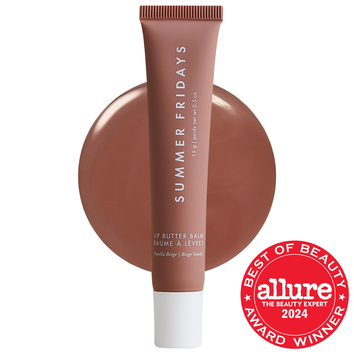 Summer Fridays Lip Butter Balm Treatment for Hydration + Nourishing Shine - Vanilla Beige - sheer beige