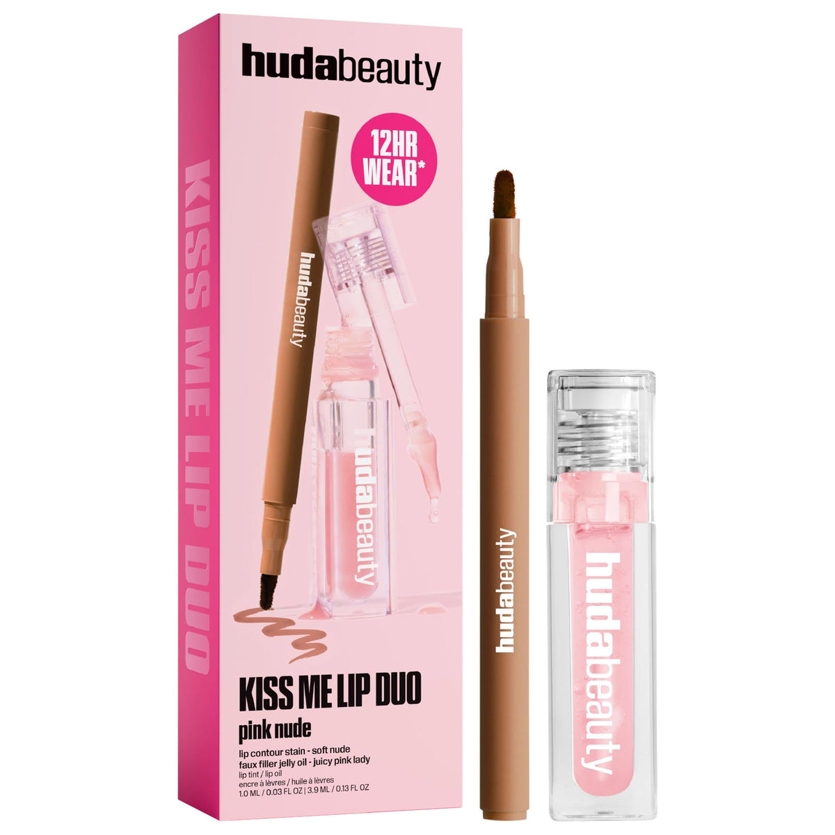 Huda Beauty Kiss Me Lip Contour Stain and Lip Jelly Gift Set - Pink Nude