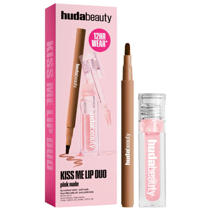 Huda Beauty Kiss Me Lip Contour Stain and Lip Jelly Gift Set - Pink Nude