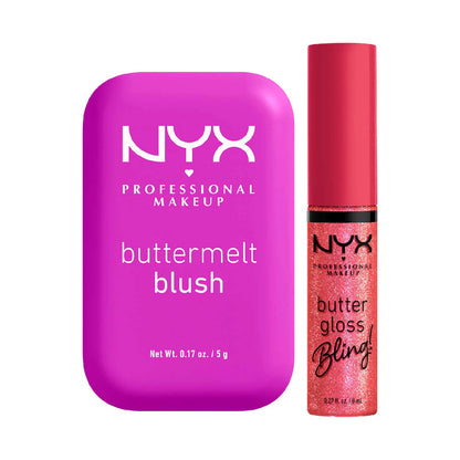 NYX Buttermelt Blush All the Butta 5g & Buttergloss Bling Lip Gloss She Got Money 8ml Duo