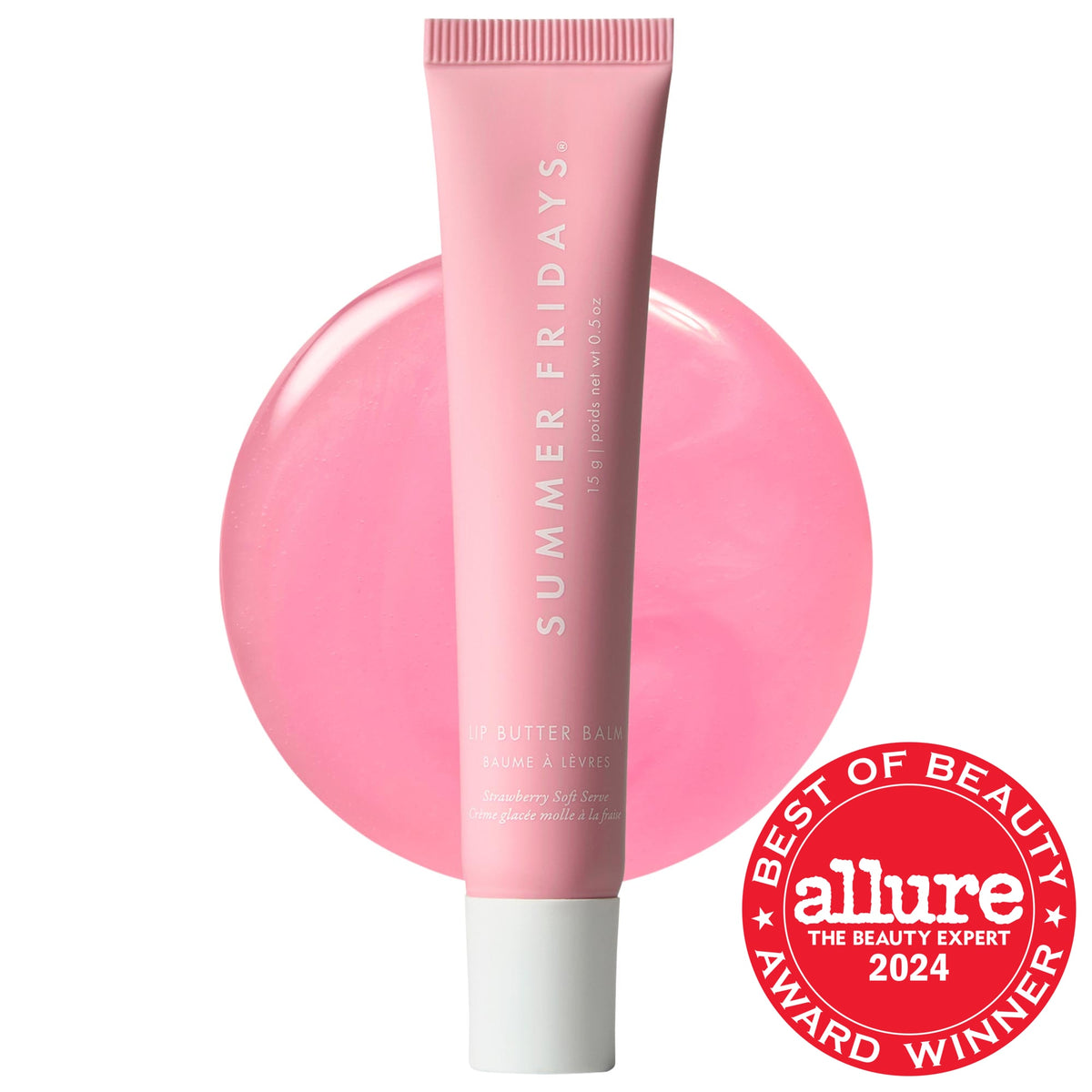 Summer Fridays Lip Butter Balm Treatment for Hydration + Nourishing Shine - Strawberry Soft Serve