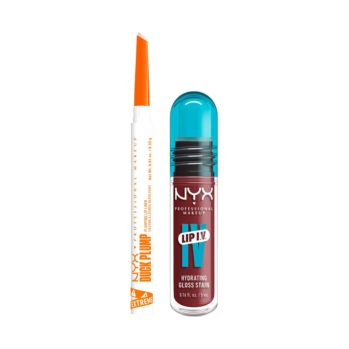 NYX Professional Makeup Wet Shot IV Hydra-Honey Lip Stain & Duck Plump Liner Clear Bundle