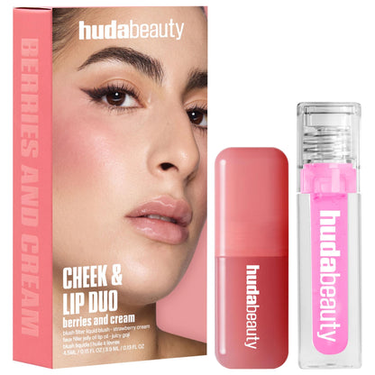 Huda Beauty Berries and Cream Liquid Blush and Lip Gloss Set