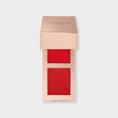 Patrick Ta Mini Major Headlines Double-Take Crème & Powder Blush Duo - She Left Me On Red (Warm Vivid Red)