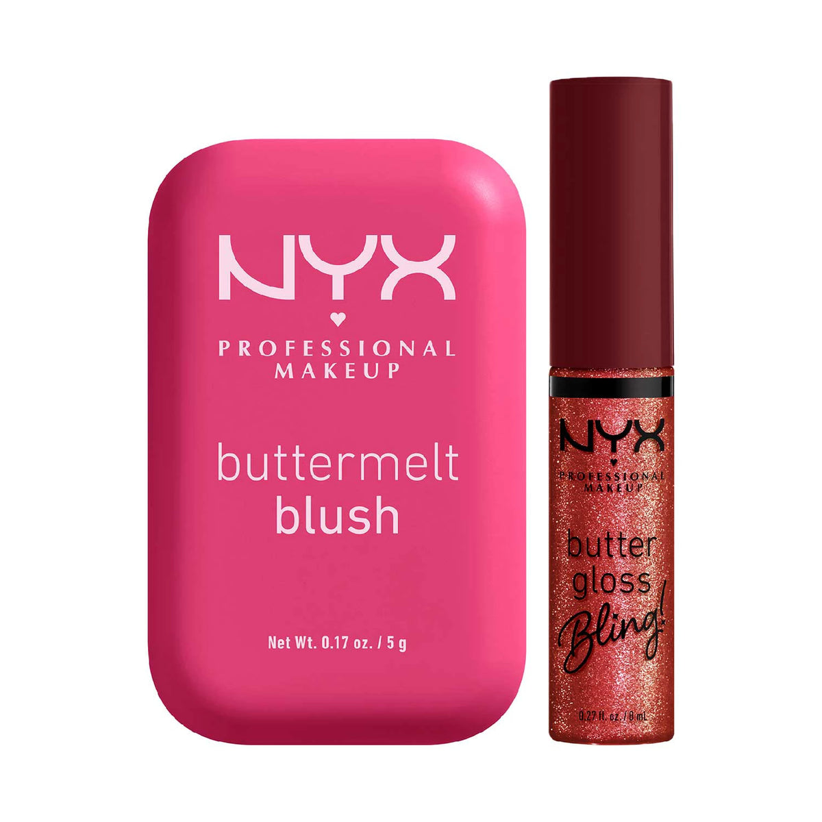 NYX Buttermelt Blush Butta with Time 07 & Buttergloss Bling Big $pender Lip Gloss 8ml Duo
