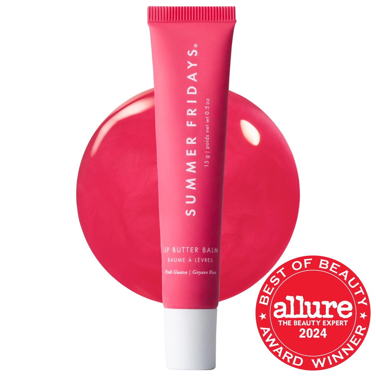 Summer Fridays Lip Butter Balm Treatment for Hydration + Nourishing Shine - Pink Guava