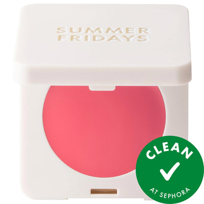 Summer Fridays Blush Butter Balm Hydrating Cream Blush with Peptides - Pink Sunset - warm peachy pink