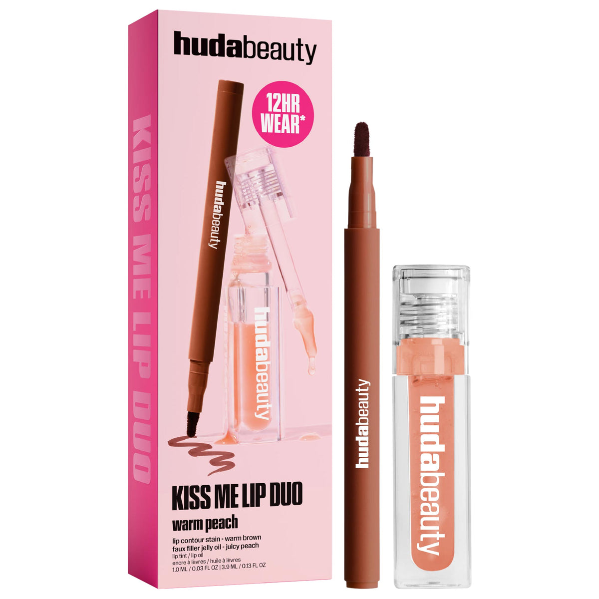 Huda Beauty Kiss Me Lip Contour Stain and Lip Jelly Gift Set - Warm Peach