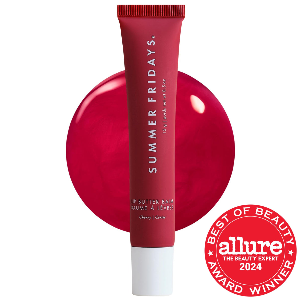 Summer Fridays Lip Butter Balm Treatment for Hydration + Nourishing Shine - Cherry - sheer cherry red