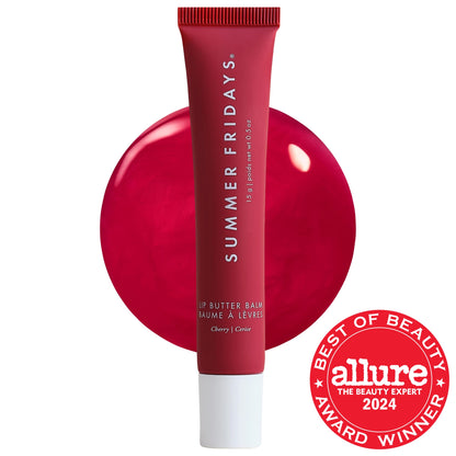 Summer Fridays Lip Butter Balm Treatment for Hydration + Nourishing Shine - Cherry - sheer cherry red