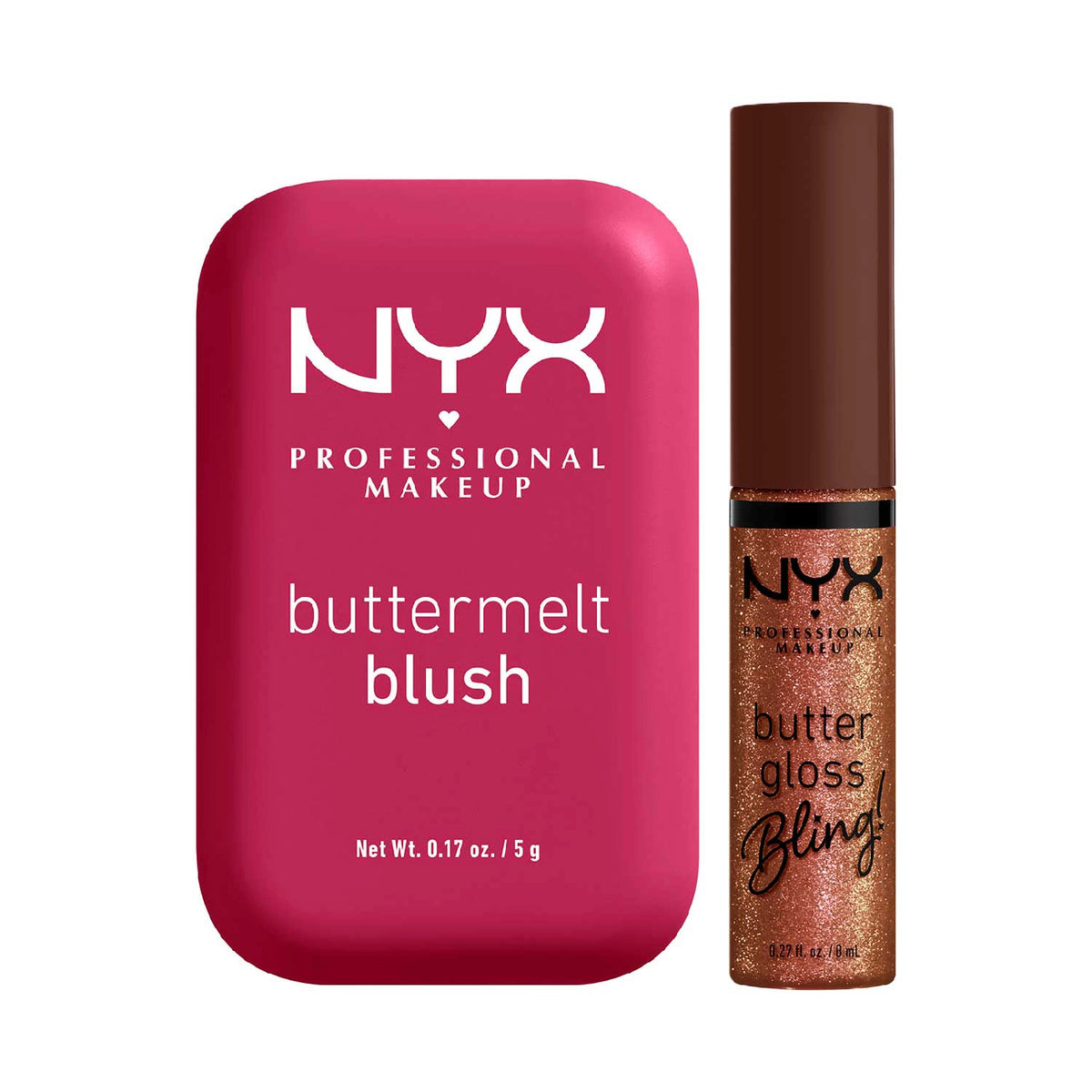 NYX Buttermelt Blush Butta than Before 11 5g & Buttergloss Bling Lip Gloss Hu$stla 8ml Duo