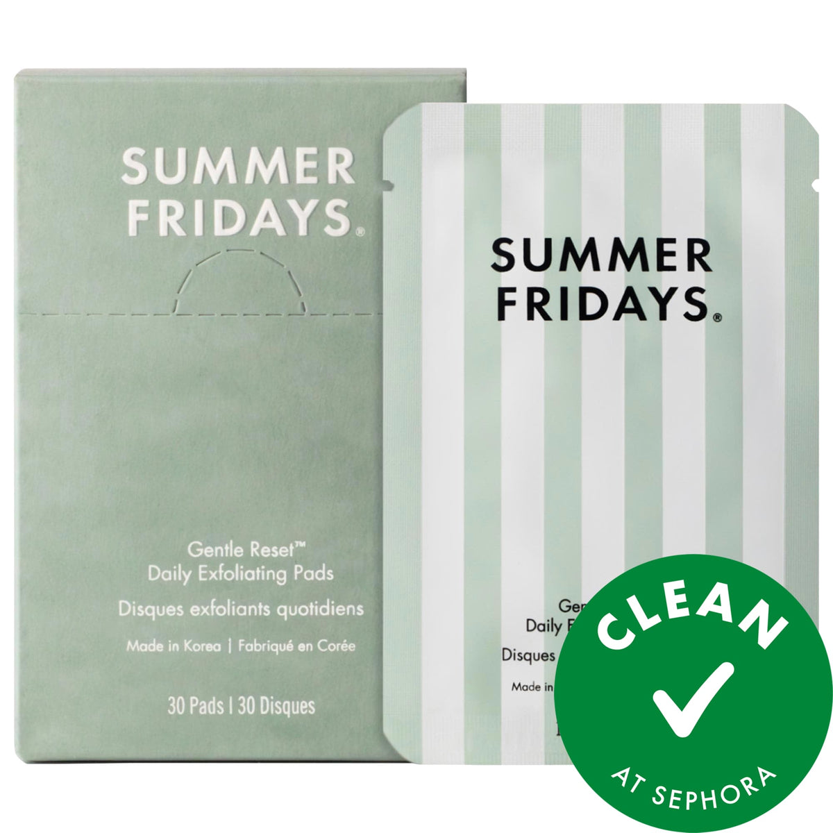 Summer Fridays Gentle Reset Daily Exfoliating Pads to Smooth + Minimize Pores with AHAs - 30 discos