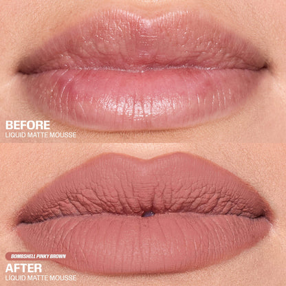 Huda Beauty Liquid Matte Mousse Soft Blur Lip Cream - Bombshell Pinky Brown