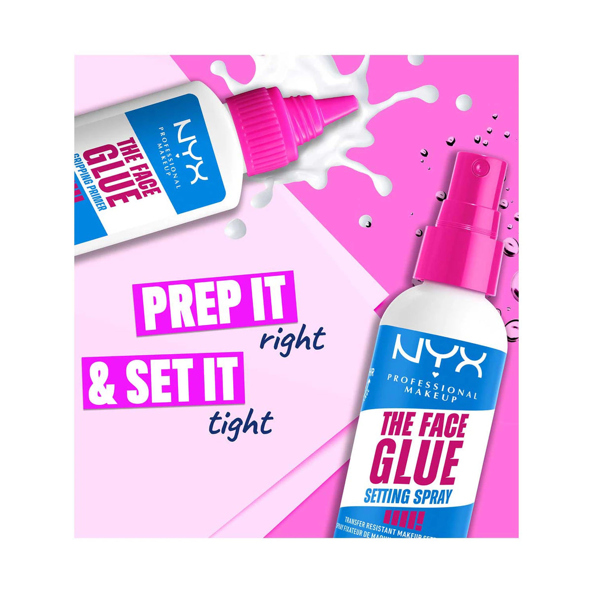NYX Professional Makeup Face Glue Primer & Setting Spray Duo Bundle