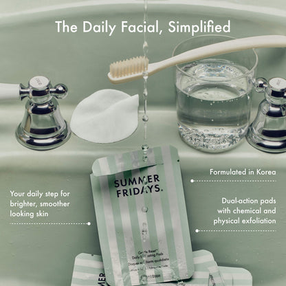 Summer Fridays Gentle Reset Daily Exfoliating Pads to Smooth + Minimize Pores with AHAs - 30 discos
