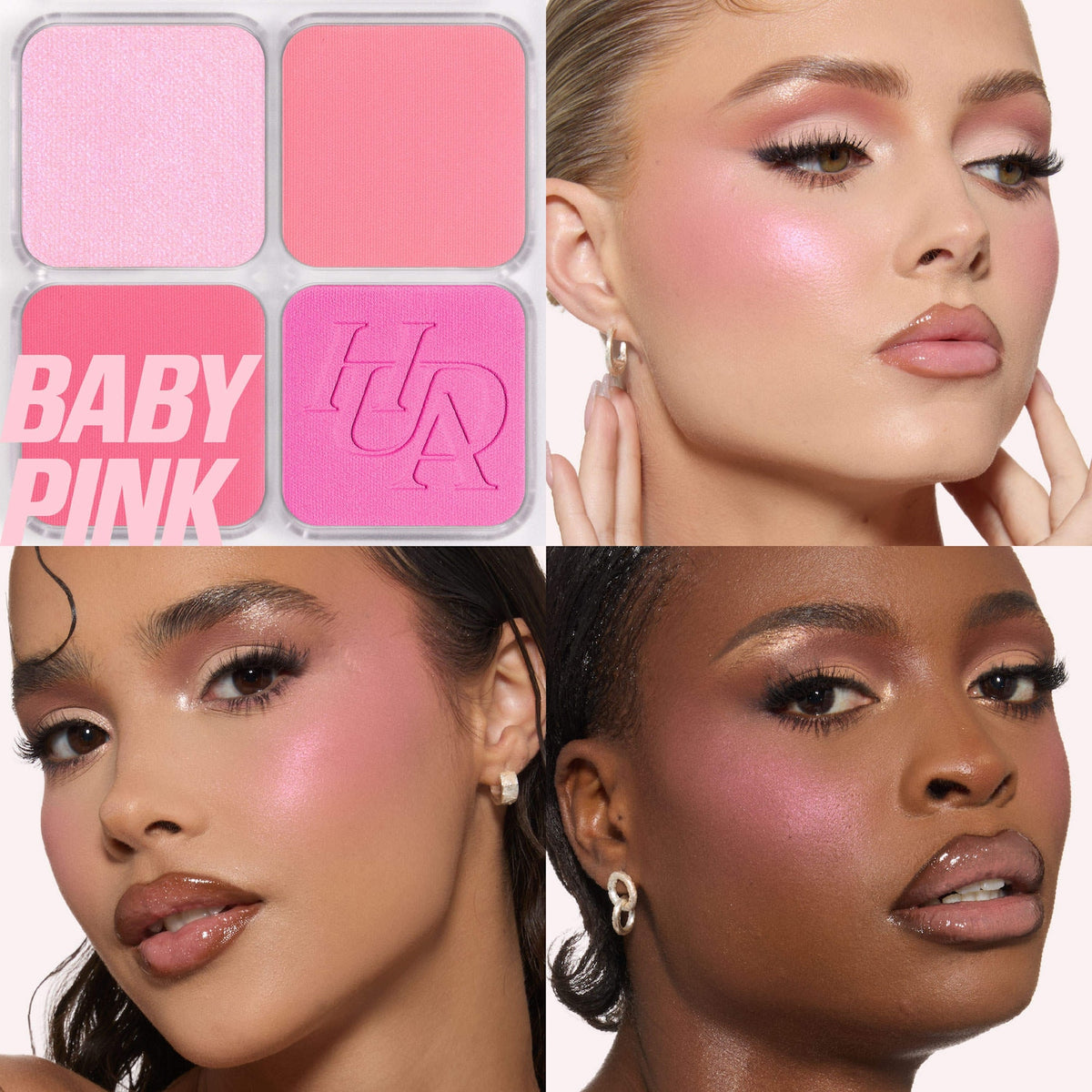 Huda Beauty Blush Filter Blurring Blushlighters Palette - Baby Pink - Pink Fizz, Cotton Candy, Papaya Pop, Ube Jelly