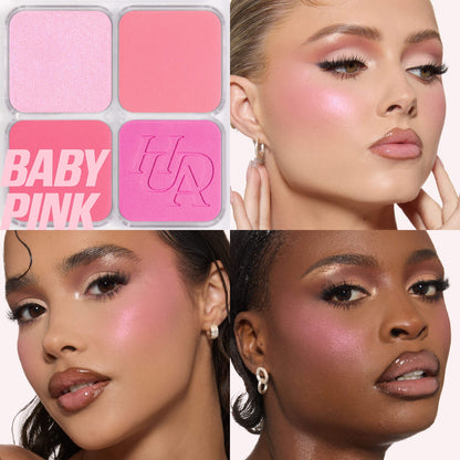 Huda Beauty Blush Filter Blurring Blushlighters Palette - Baby Pink - Pink Fizz, Cotton Candy, Papaya Pop, Ube Jelly