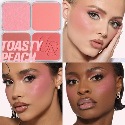 Huda Beauty Blush Filter Blurring Blushlighters Palette - Toasty Peach - Peach Fizz, Baby Coral, Spiced Tangerine, Sunset Lychee