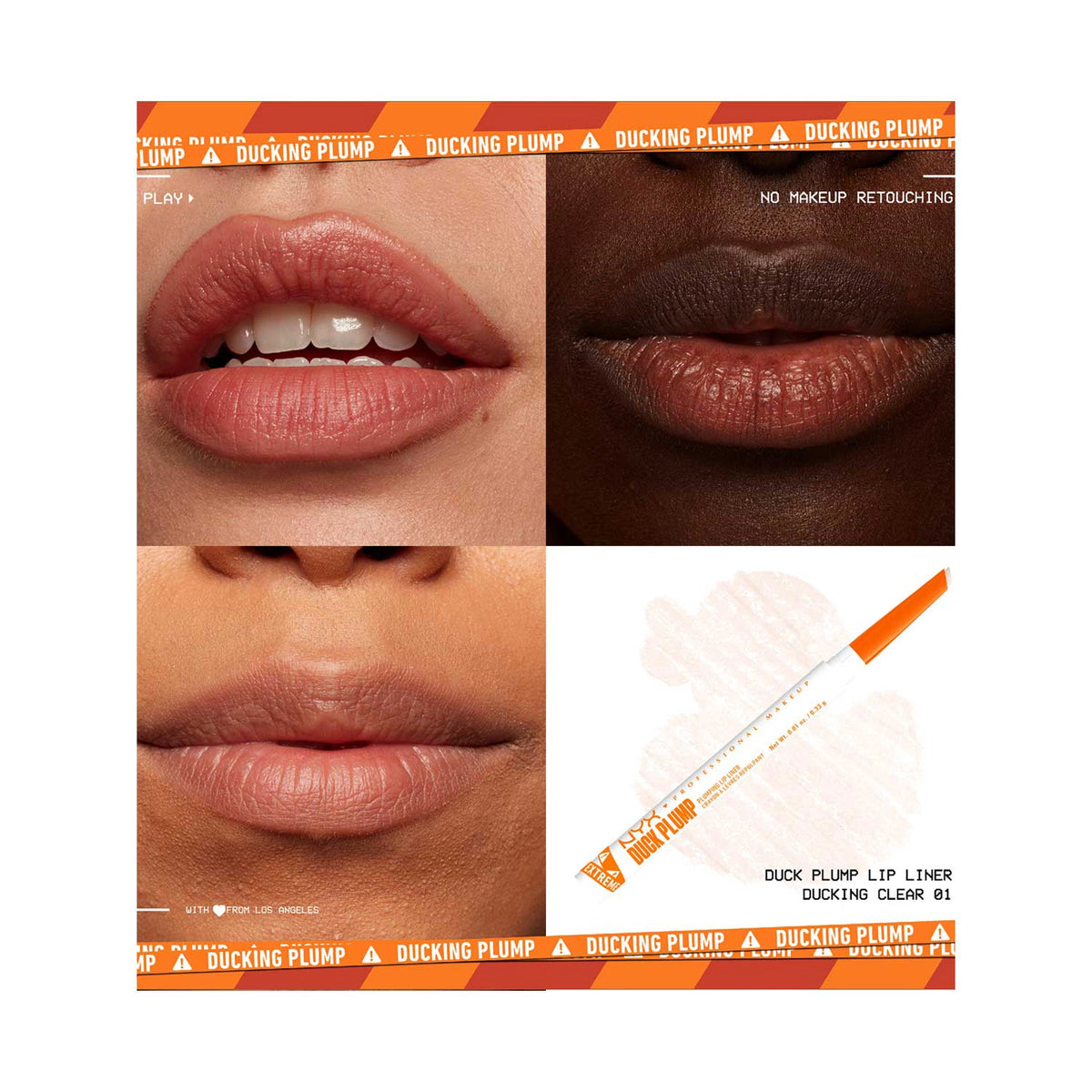 NYX Professional Makeup Wet Shot IV Cranberry Splash Lip Stain & Duck Plump Liner Clear Bundle