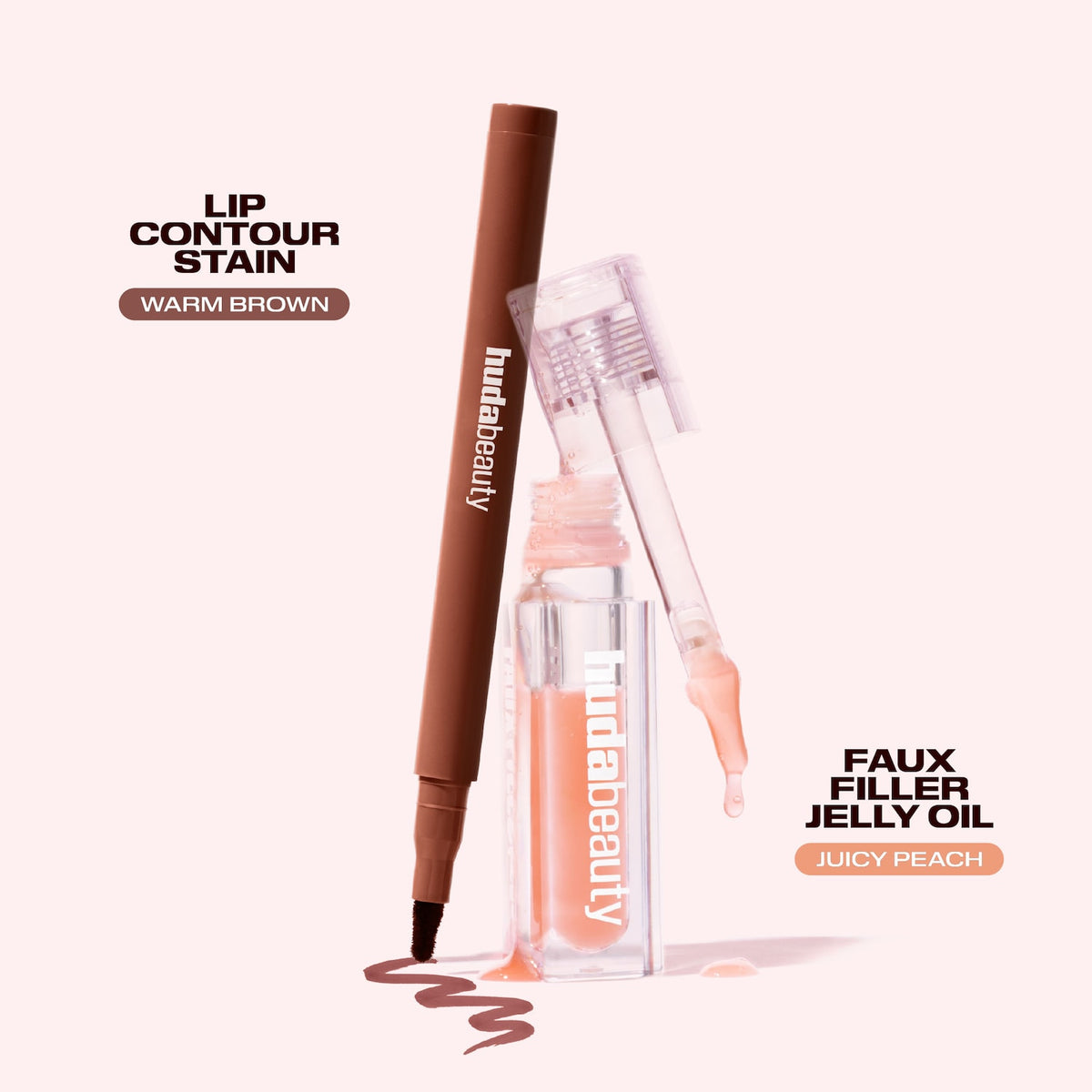 Huda Beauty Kiss Me Lip Contour Stain and Lip Jelly Gift Set - Warm Peach