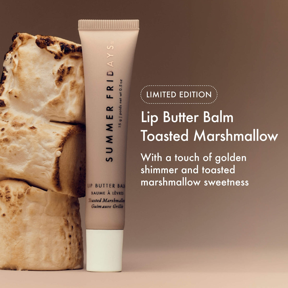 Summer Fridays Lip Butter Balm Treatment for Hydration + Nourishing Shine - Toasted Marshmallow