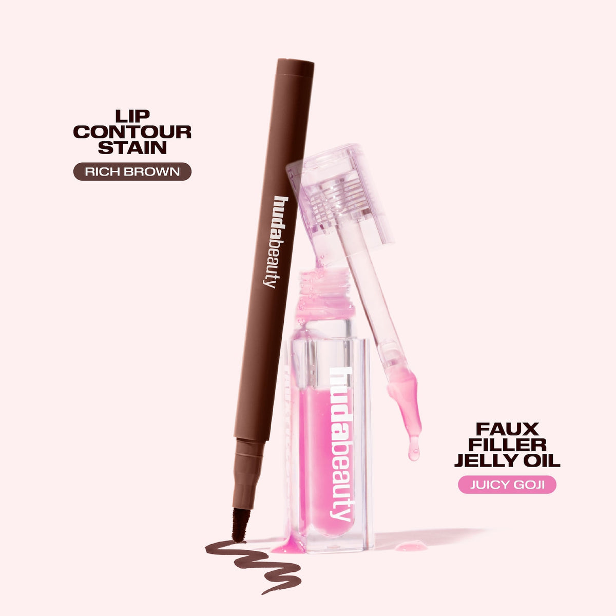 Huda Beauty Kiss Me Lip Contour Stain and Lip Jelly Gift Set - Rich Goji