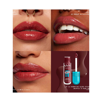 NYX Professional Makeup Wet Shot IV Drippin in Rose Lip Stain & Duck Plump Liner Clear Bundle