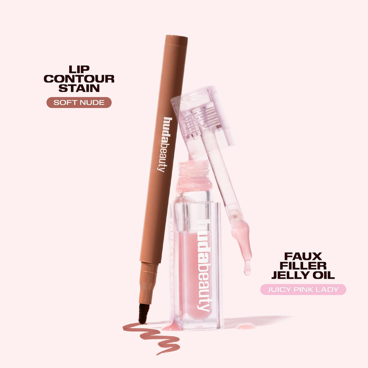 Huda Beauty Kiss Me Lip Contour Stain and Lip Jelly Gift Set - Pink Nude