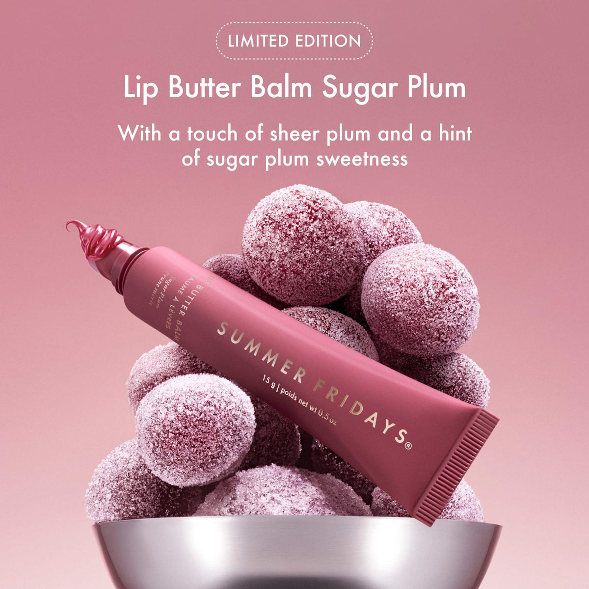 Summer Fridays Lip Butter Balm Treatment for Hydration + Nourishing Shine - Sugar Plum