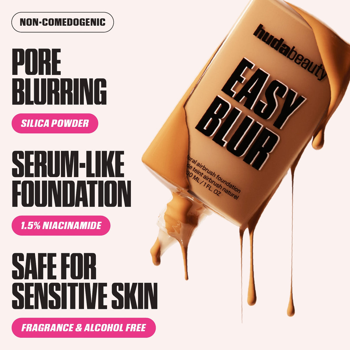 Huda Beauty Easy Blur Natural Airbrush Foundation with Niacinamide - Custard 220N