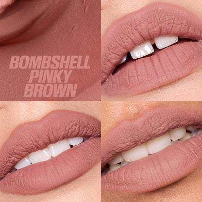 Huda Beauty Liquid Matte Mousse Soft Blur Lip Cream - Bombshell Pinky Brown