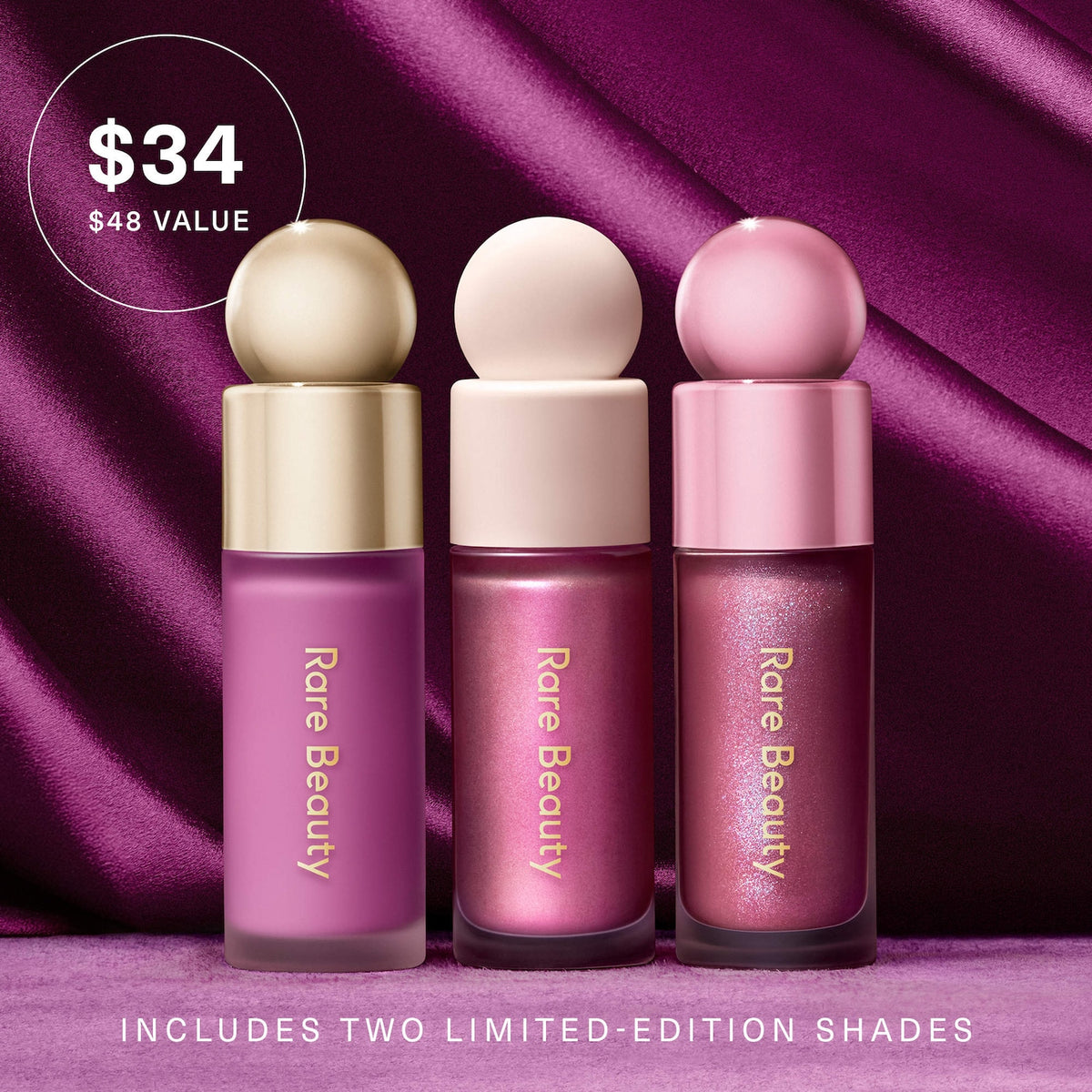 Rare Beauty by Selena Gomez Violet Faves Mini Cheek and Lip Trio Makeup Gift Set - SKU-3014594