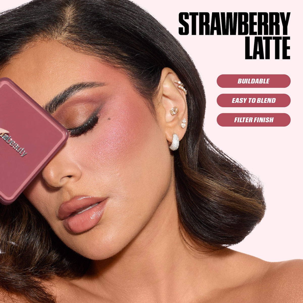 Huda Beauty Blush Filter Blurring Blushlighters Palette - Strawberry Latte - Strawberry Fizz, Rose Chai, Latte, Pink Espresso