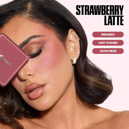 Huda Beauty Blush Filter Blurring Blushlighters Palette - Strawberry Latte - Strawberry Fizz, Rose Chai, Latte, Pink Espresso