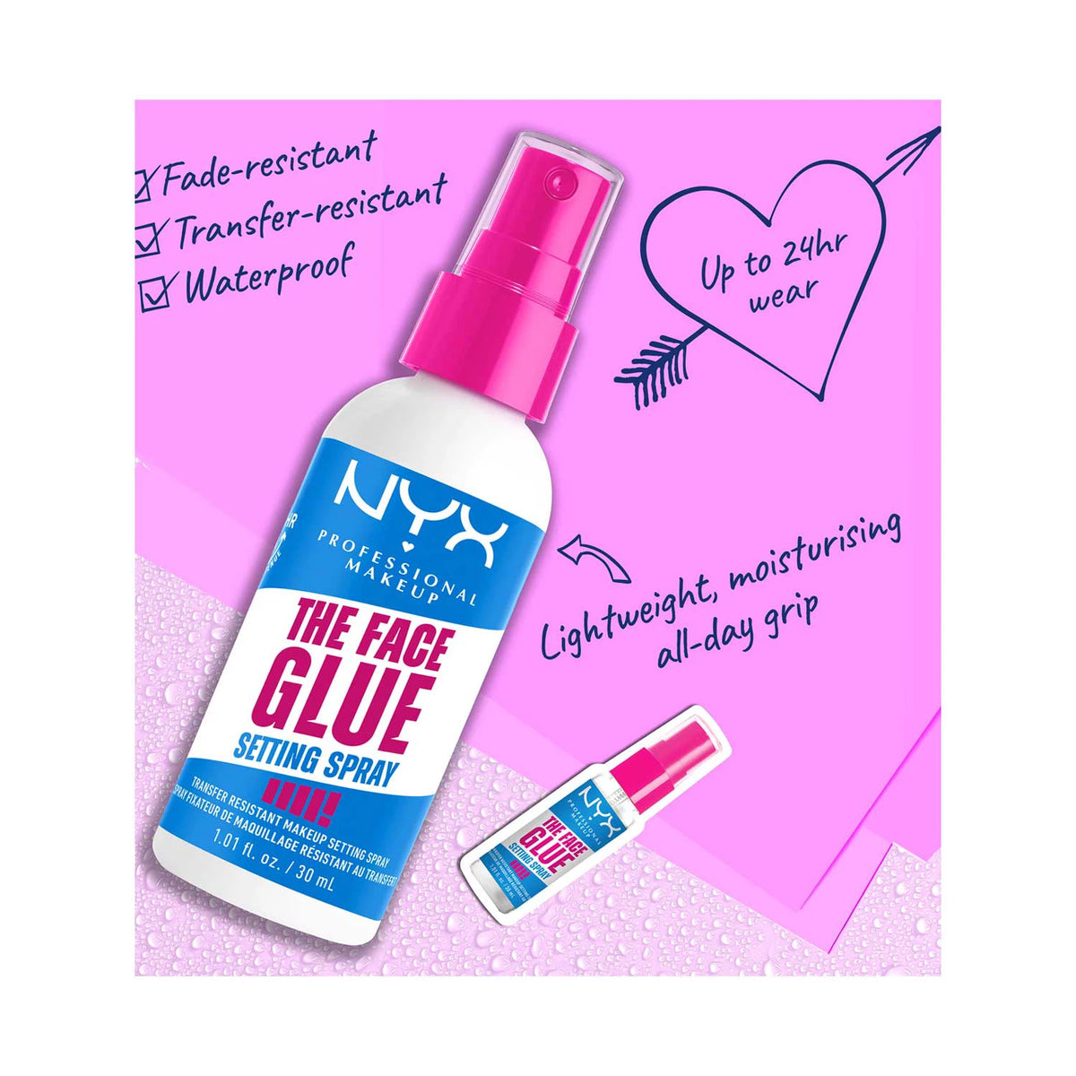 NYX Professional Makeup Face Glue Primer & Setting Spray Duo Bundle