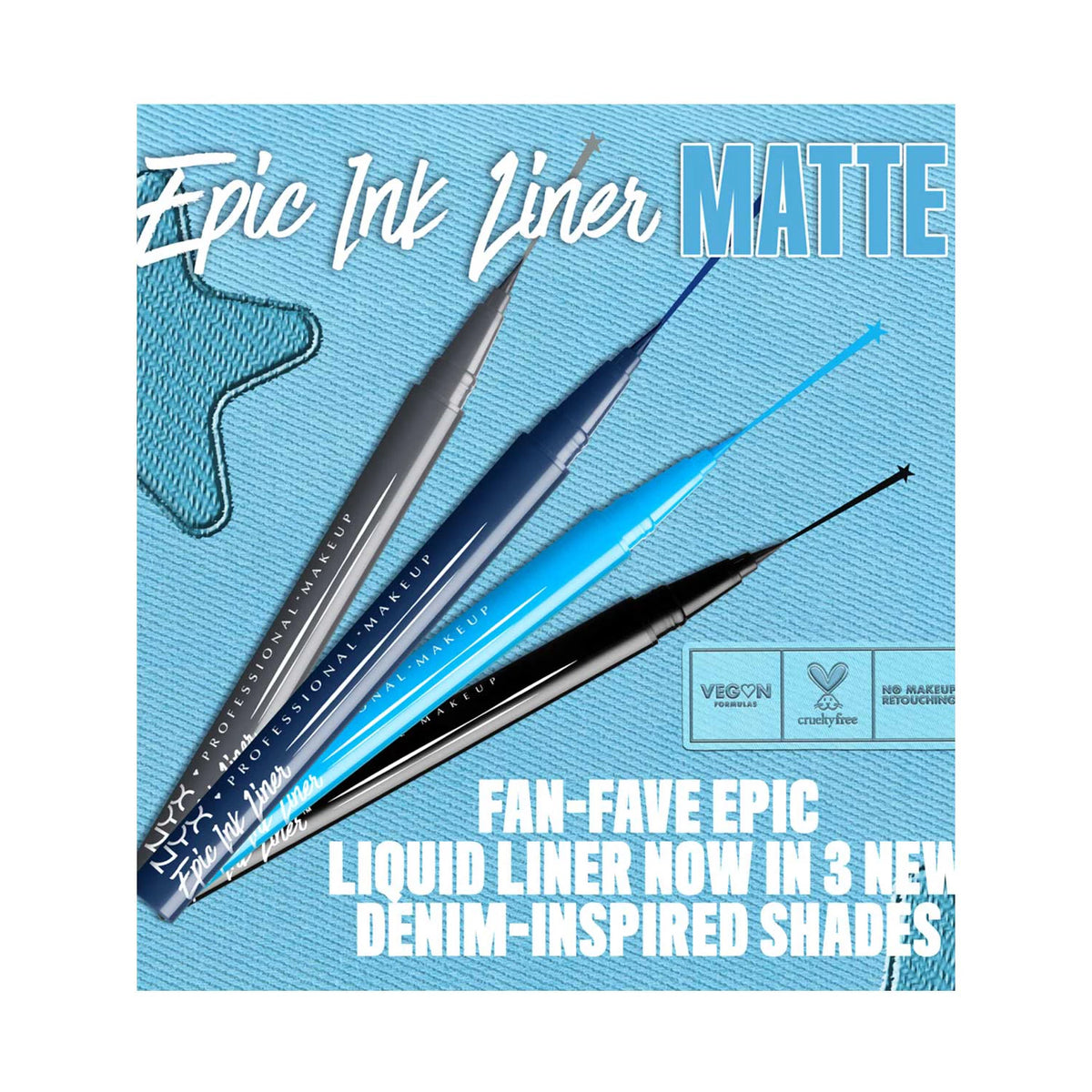 NYX Professional Makeup Epic Ink Liner, Waterproof Liquid Eyeliner Pen - Mid Night Rise, 1 Count - 8 ml