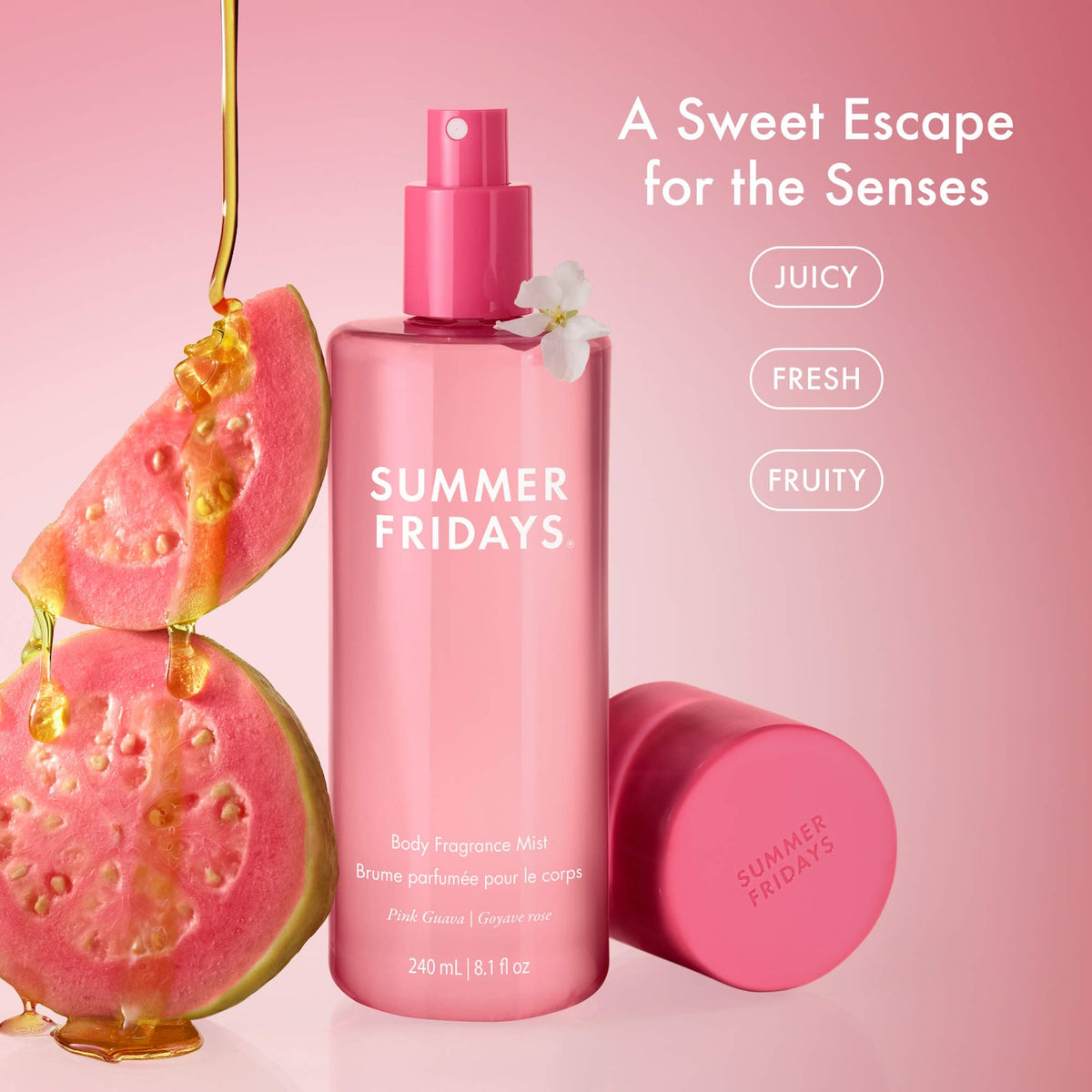 Summer Fridays Pink Guava Hair + Body Fragrance Mist with Guava Nectar + Sweet Strawberry - 90 ml