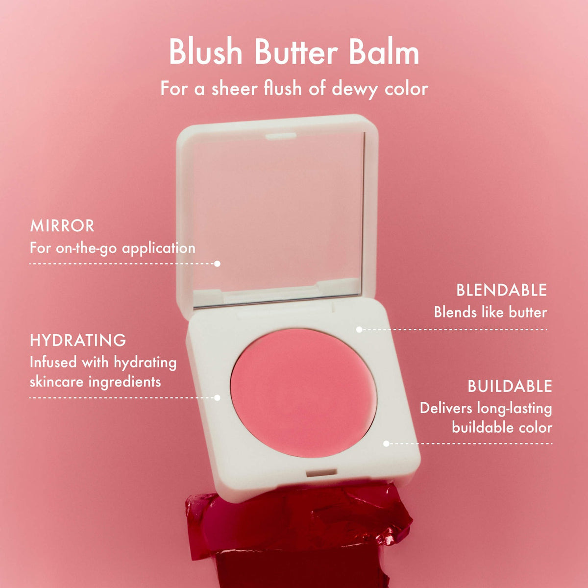 Summer Fridays Blush Butter Balm Hydrating Cream Blush with Peptides - Pink Sunset - warm peachy pink