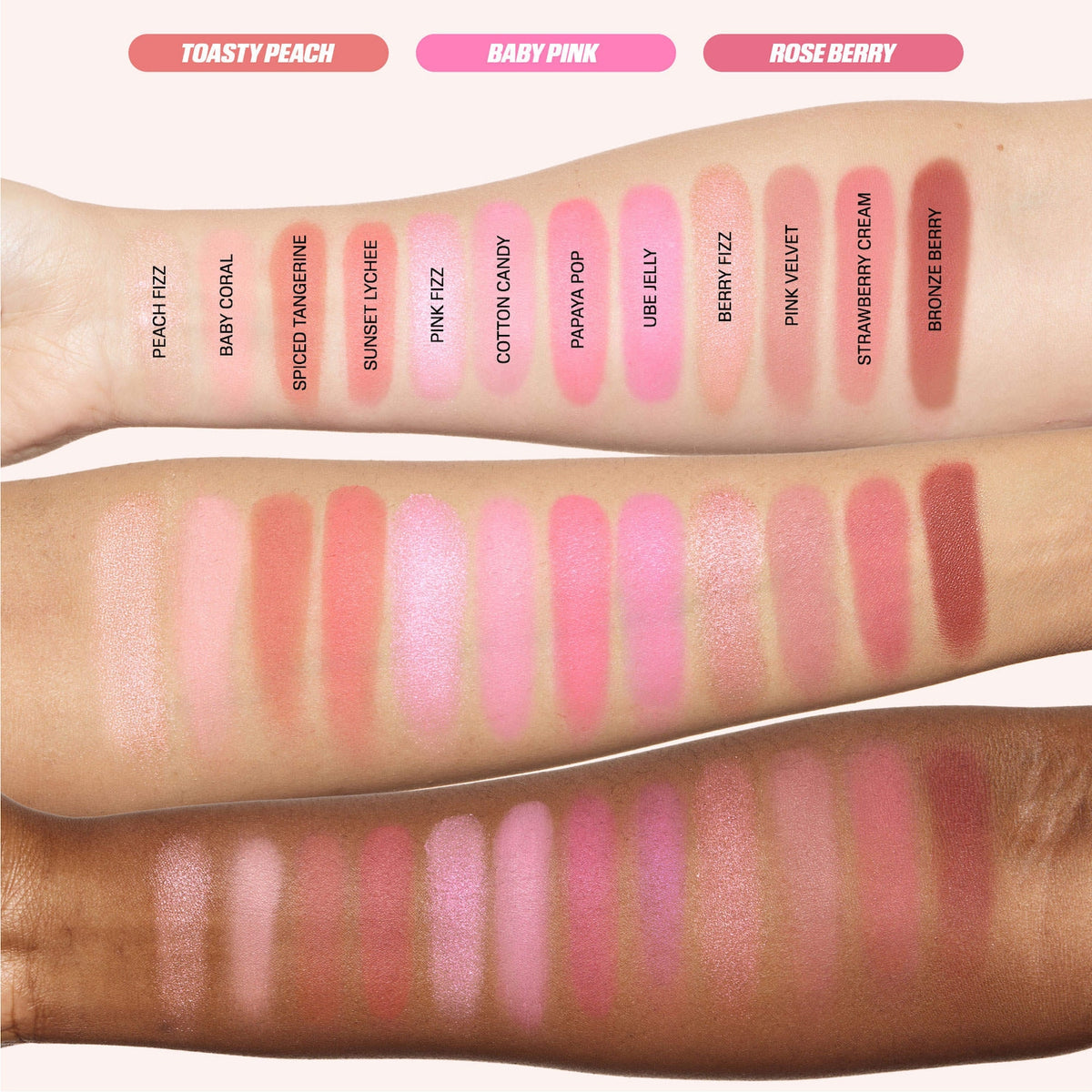 Huda Beauty Blush Filter Blurring Blushlighters Palette - Rose Berry - Berry Fizz, Pink Velvet, Strawberry Cream, Bronze Berry