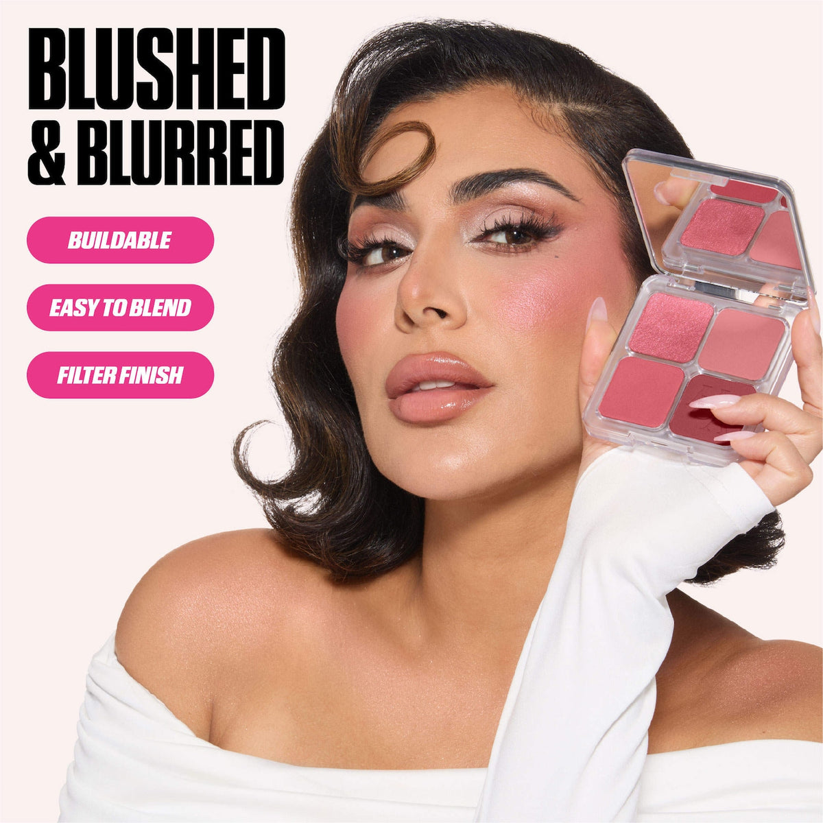 Huda Beauty Blush Filter Blurring Blushlighters Palette - Toasty Peach - Peach Fizz, Baby Coral, Spiced Tangerine, Sunset Lychee