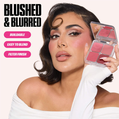 Huda Beauty Blush Filter Blurring Blushlighters Palette - Toasty Peach - Peach Fizz, Baby Coral, Spiced Tangerine, Sunset Lychee