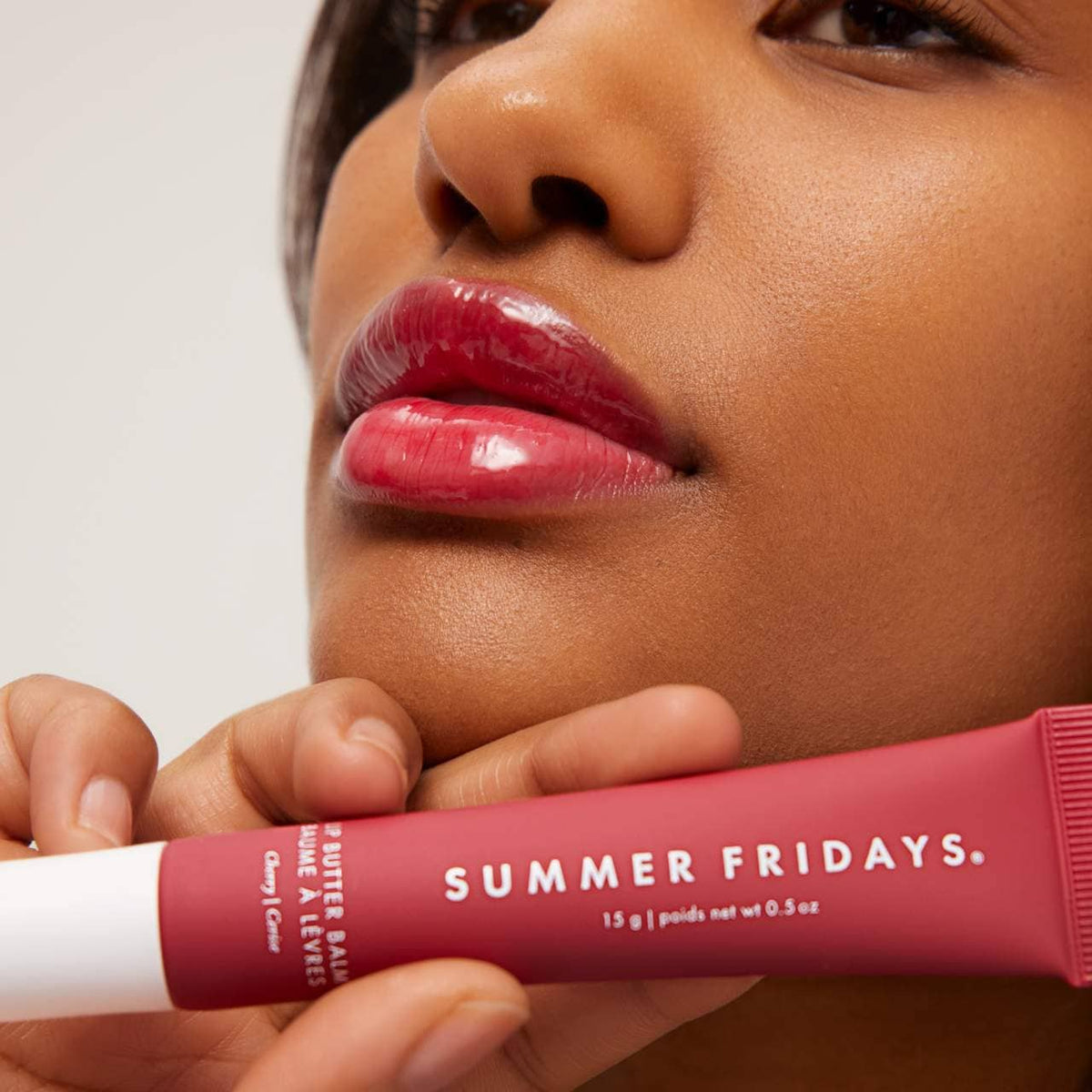 Summer Fridays Lip Butter Balm Treatment for Hydration + Nourishing Shine - Cherry - sheer cherry red