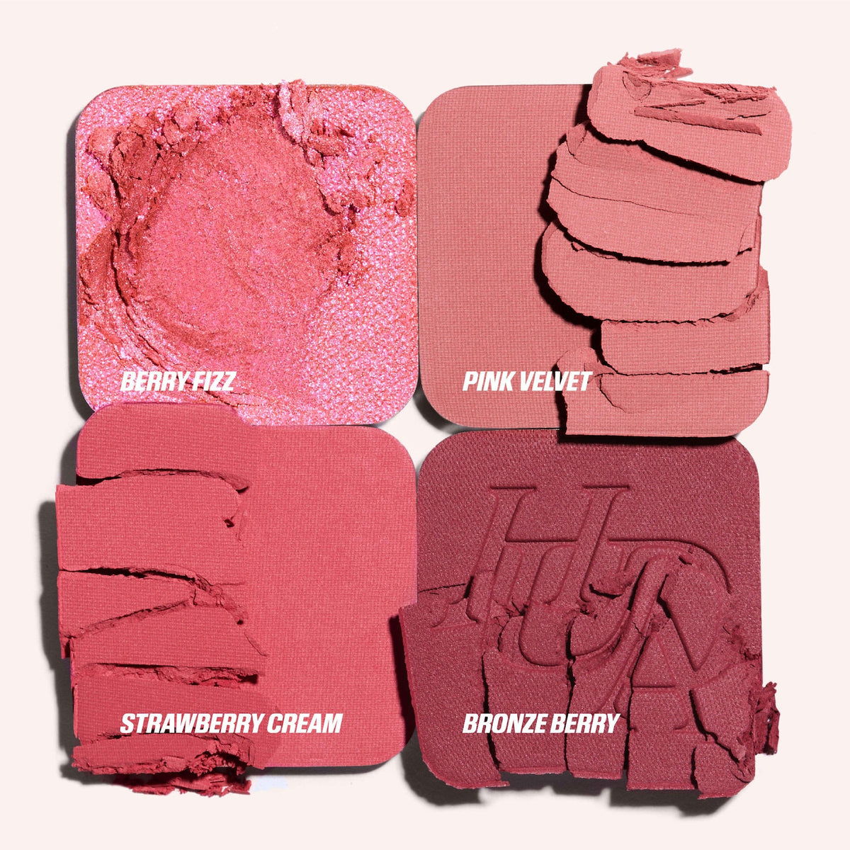 Huda Beauty Blush Filter Blurring Blushlighters Palette - Rose Berry - Berry Fizz, Pink Velvet, Strawberry Cream, Bronze Berry