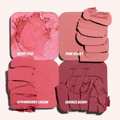 Huda Beauty Blush Filter Blurring Blushlighters Palette - Rose Berry - Berry Fizz, Pink Velvet, Strawberry Cream, Bronze Berry