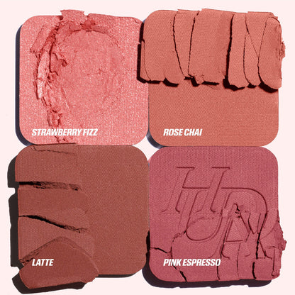Huda Beauty Blush Filter Blurring Blushlighters Palette - Strawberry Latte - Strawberry Fizz, Rose Chai, Latte, Pink Espresso