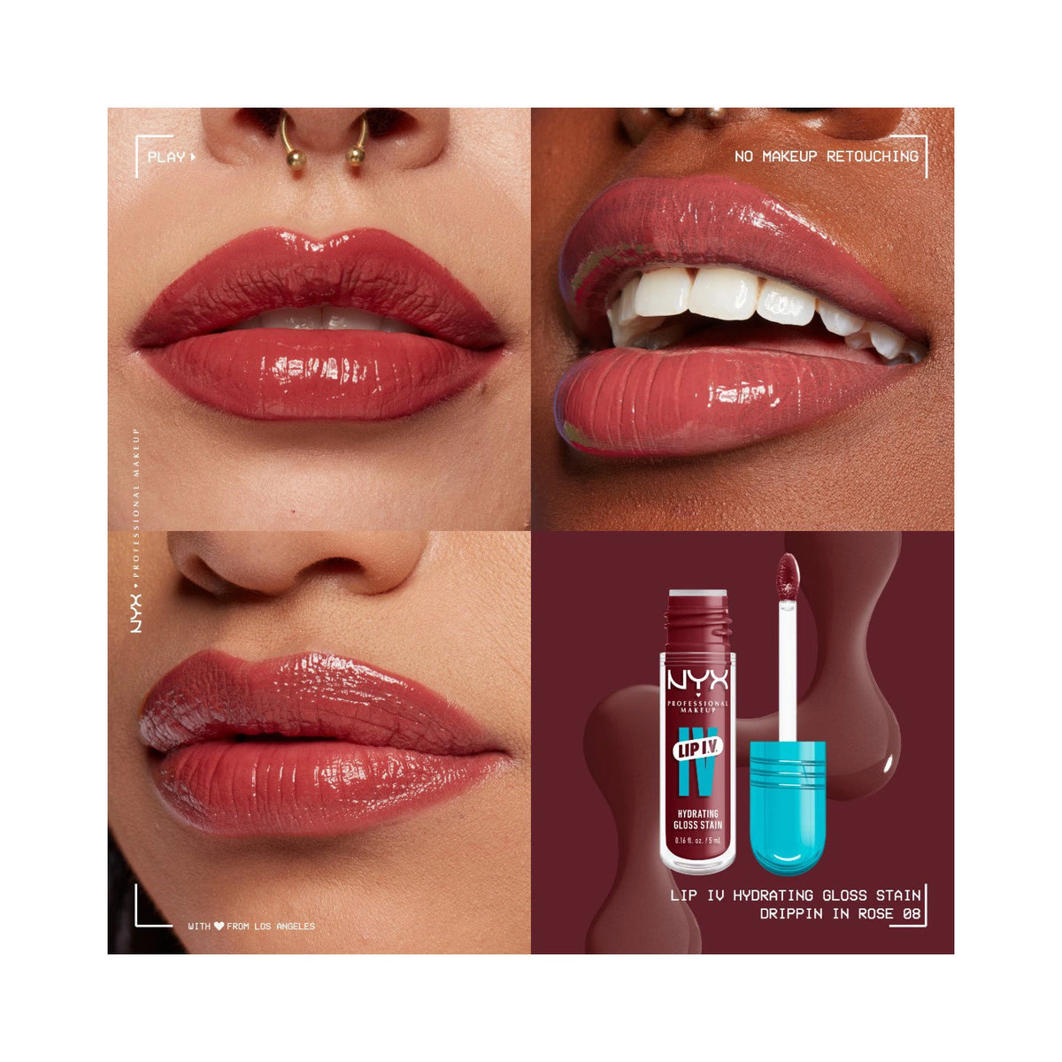 NYX Professional Makeup Lip IV Hydrating Gloss Stain, Lip Gloss