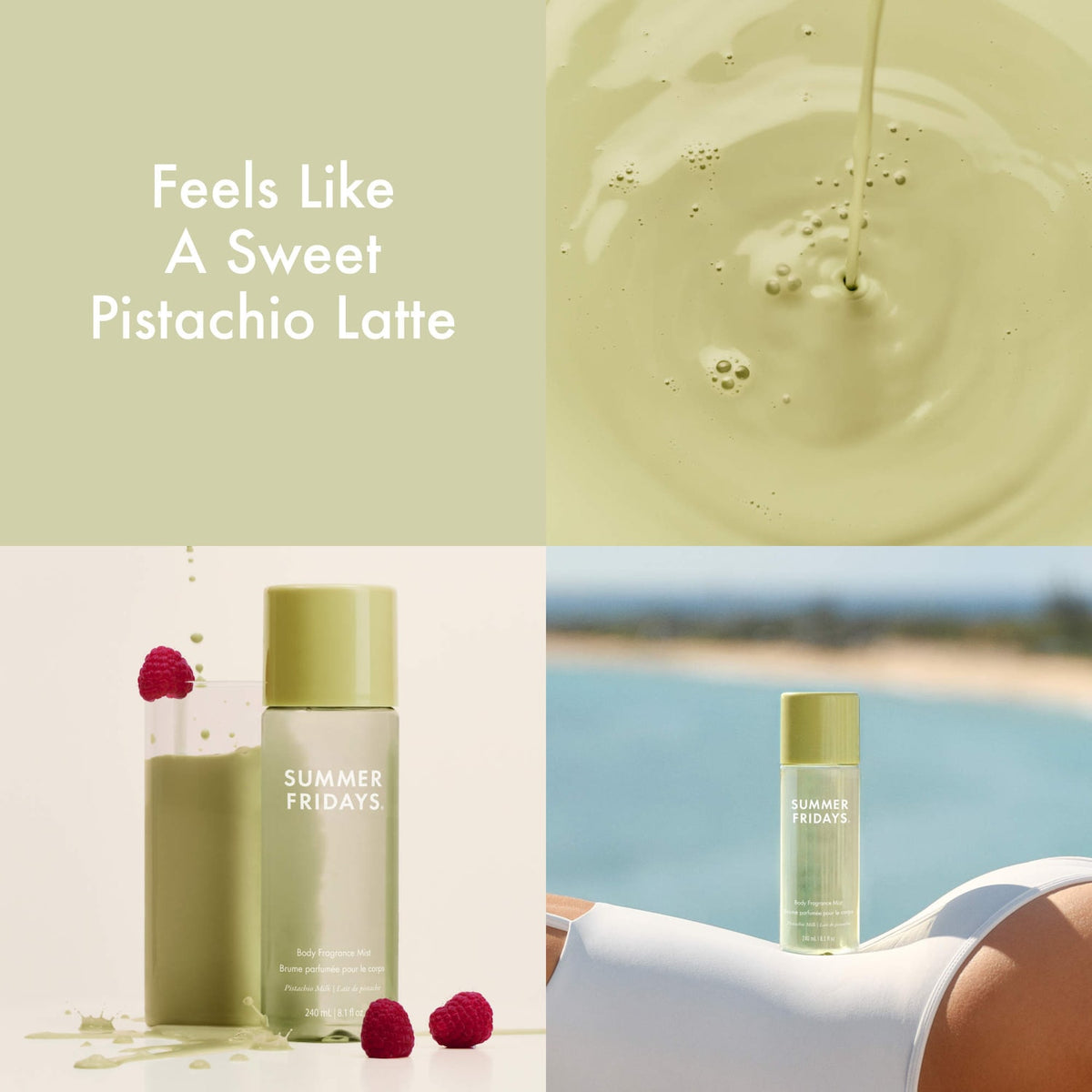 Summer Fridays Mini Pistachio Milk Hair + Body Fragrance Mist with Pistachio + Raspberry Sugar - 90 ml