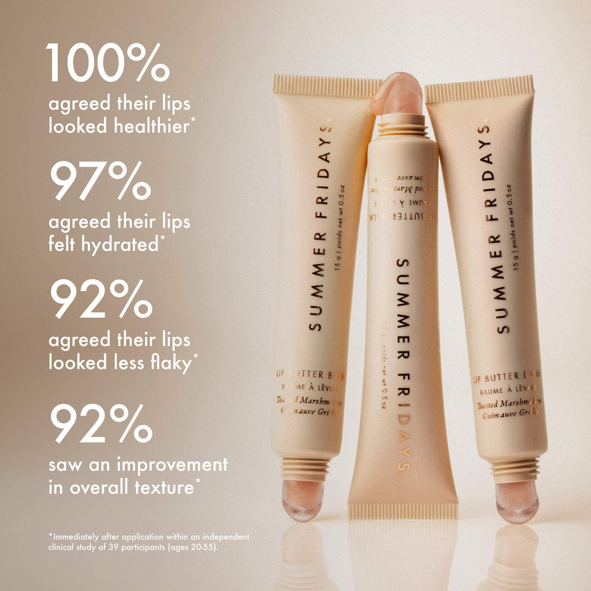 Summer Fridays Lip Butter Balm Treatment for Hydration + Nourishing Shine - Toasted Marshmallow